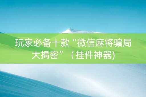 玩家必备十款“微信麻将骗局大揭密”（挂件神器)