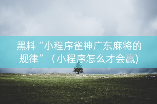 黑料“小程序雀神广东麻将的规律”（小程序怎么才会赢)