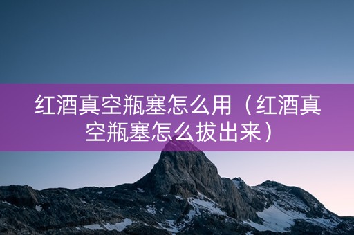 红酒真空瓶塞怎么用（红酒真空瓶塞怎么拔出来）