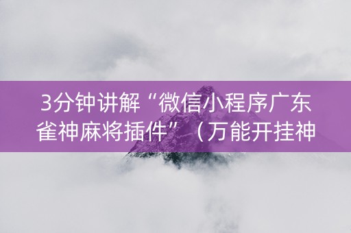 3分钟讲解“微信小程序广东雀神麻将插件”（万能开挂神器)