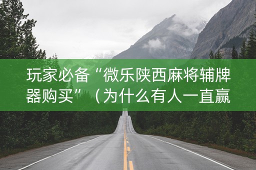 玩家必备“微乐陕西麻将辅牌器购买”（为什么有人一直赢)