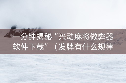 一分钟揭秘“兴动麻将做弊器软件下载”（发牌有什么规律吗)