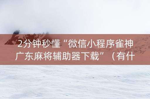 2分钟秒懂“微信小程序雀神广东麻将辅助器下载”（有什么诀窍)