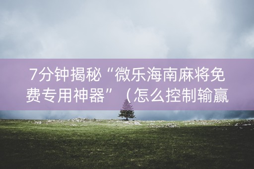 7分钟揭秘“微乐海南麻将免费专用神器”（怎么控制输赢)