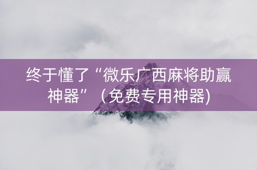 终于懂了“微乐广西麻将助赢神器”（免费专用神器)