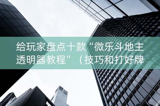 给玩家盘点十款“微乐斗地主透明器教程”（技巧和打好牌方法)