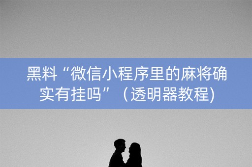 黑料“微信小程序里的麻将确实有挂吗”（透明器教程)