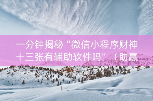 一分钟揭秘“微信小程序财神十三张有辅助软件吗”（助赢神器)