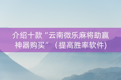 介绍十款“云南微乐麻将助赢神器购买”（提高胜率软件)