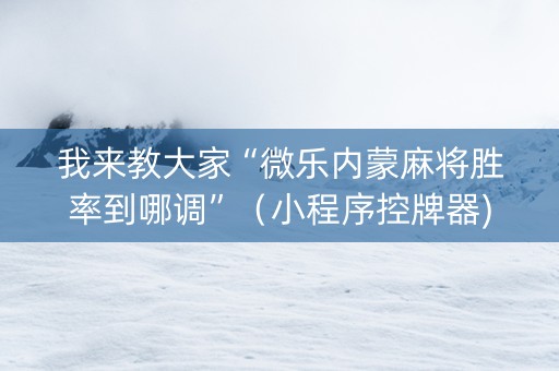 我来教大家“微乐内蒙麻将胜率到哪调”（小程序控牌器)