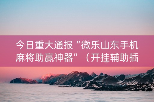 今日重大通报“微乐山东手机麻将助赢神器”（开挂辅助插件)