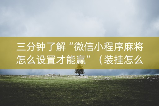 三分钟了解“微信小程序麻将怎么设置才能赢”（装挂怎么安装)