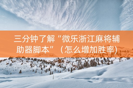 三分钟了解“微乐浙江麻将辅助器脚本”（怎么增加胜率)