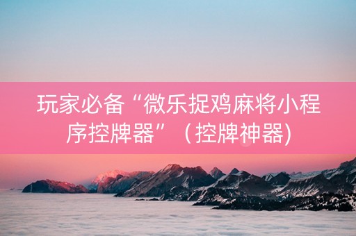 玩家必备“微乐捉鸡麻将小程序控牌器”（控牌神器)