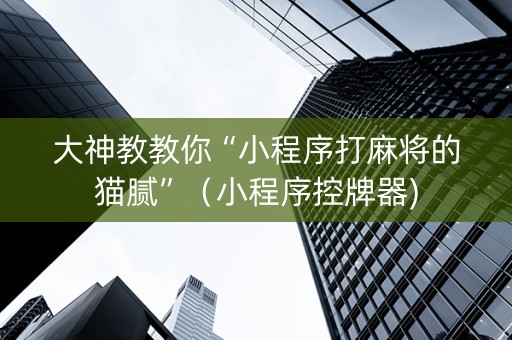大神教教你“小程序打麻将的猫腻”（小程序控牌器)