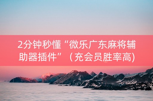 2分钟秒懂“微乐广东麻将辅助器插件”（充会员胜率高)
