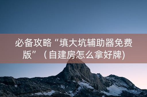 必备攻略“填大坑辅助器免费版”（自建房怎么拿好牌)