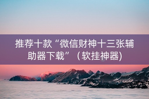 推荐十款“微信财神十三张辅助器下载”（软挂神器)
