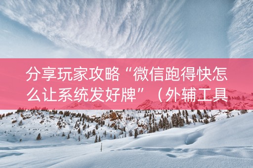 分享玩家攻略“微信跑得快怎么让系统发好牌”（外辅工具)
