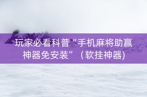 玩家必看科普“手机麻将助赢神器免安装”（软挂神器)