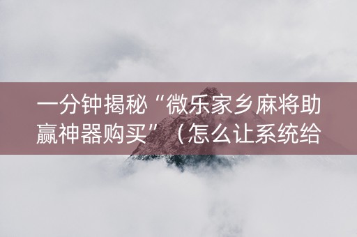一分钟揭秘“微乐家乡麻将助赢神器购买”（怎么让系统给你发好牌)