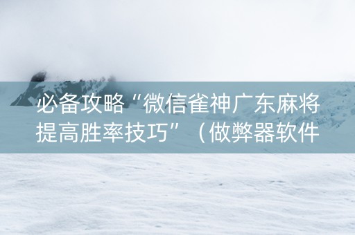 必备攻略“微信雀神广东麻将提高胜率技巧”（做弊器软件下载)