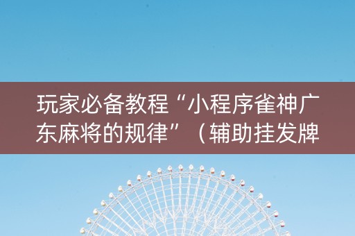 玩家必备教程“小程序雀神广东麻将的规律”（辅助挂发牌规律)