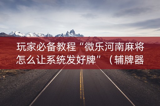 玩家必备教程“微乐河南麻将怎么让系统发好牌”（辅牌器插件购买)