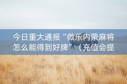 今日重大通报“微乐内蒙麻将怎么能得到好牌”（充值会提高胜率么)
