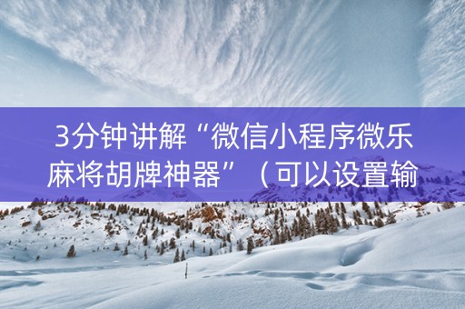 3分钟讲解“微信小程序微乐麻将胡牌神器”（可以设置输赢吗)