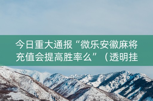 今日重大通报“微乐安徽麻将充值会提高胜率么”（透明挂辅助器)