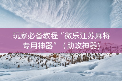 玩家必备教程“微乐江苏麻将专用神器”（助攻神器)