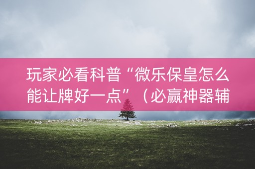 玩家必看科普“微乐保皇怎么能让牌好一点”（必赢神器辅助器)
