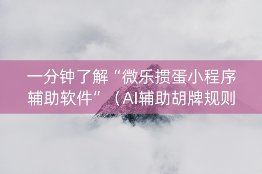 一分钟了解“微乐掼蛋小程序辅助软件”（AI辅助胡牌规则)