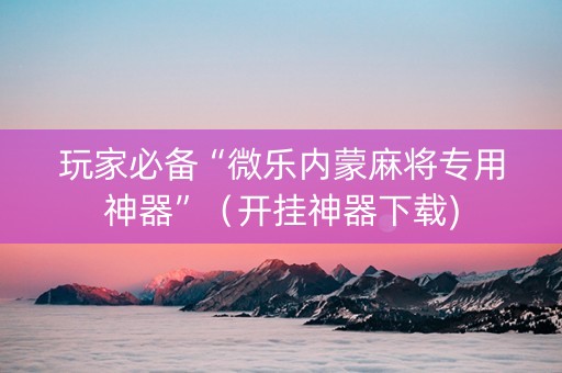 玩家必备“微乐内蒙麻将专用神器”（开挂神器下载)