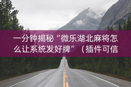 一分钟揭秘“微乐湖北麻将怎么让系统发好牌”（插件可信吗)