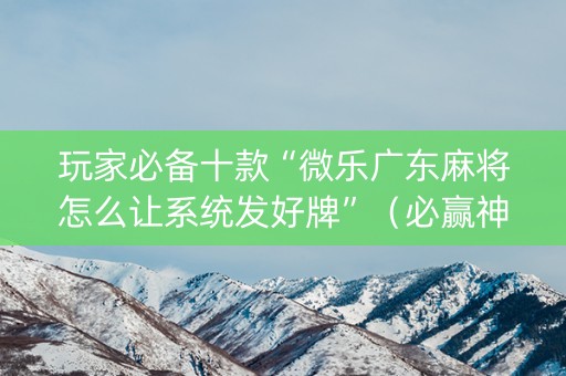 玩家必备十款“微乐广东麻将怎么让系统发好牌”（必赢神器辅助器)