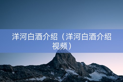 洋河白酒介绍（洋河白酒介绍视频）
