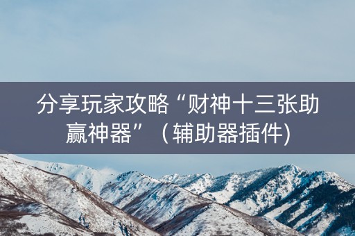 分享玩家攻略“财神十三张助赢神器”（辅助器插件)