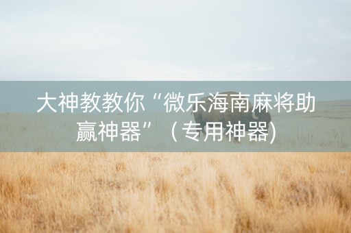 大神教教你“微乐海南麻将助赢神器”（专用神器)