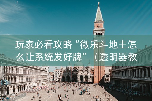 玩家必看攻略“微乐斗地主怎么让系统发好牌”（透明器教程)