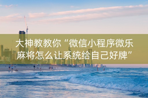 大神教教你“微信小程序微乐麻将怎么让系统给自己好牌”（开挂辅助器脚本)
