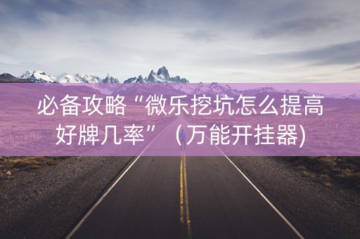 必备攻略“微乐挖坑怎么提高好牌几率”（万能开挂器)