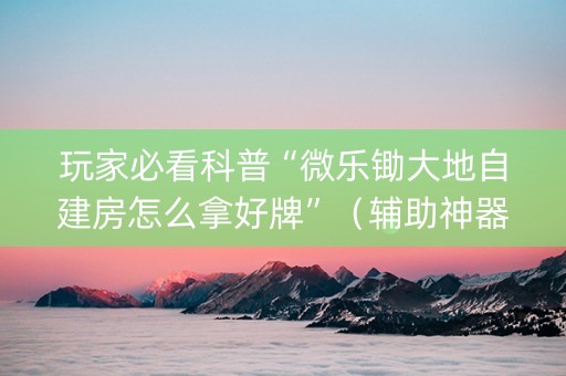 玩家必看科普“微乐锄大地自建房怎么拿好牌”（辅助神器免费)