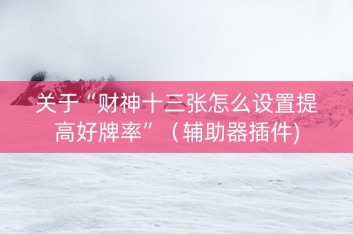 关于“财神十三张怎么设置提高好牌率”（辅助器插件)