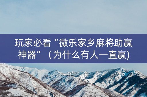 玩家必看“微乐家乡麻将助赢神器”（为什么有人一直赢)