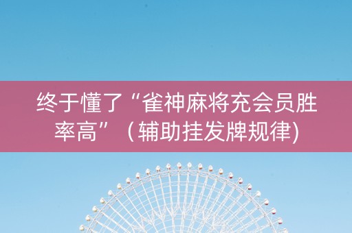 终于懂了“雀神麻将充会员胜率高”（辅助挂发牌规律)