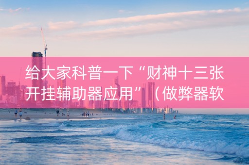 给大家科普一下“财神十三张开挂辅助器应用”（做弊器软件下载)