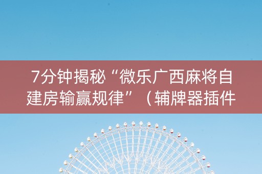 7分钟揭秘“微乐广西麻将自建房输赢规律”（辅牌器插件购买)