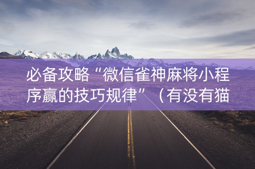 必备攻略“微信雀神麻将小程序赢的技巧规律”（有没有猫腻)
